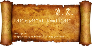Mátyási Kamilló névjegykártya